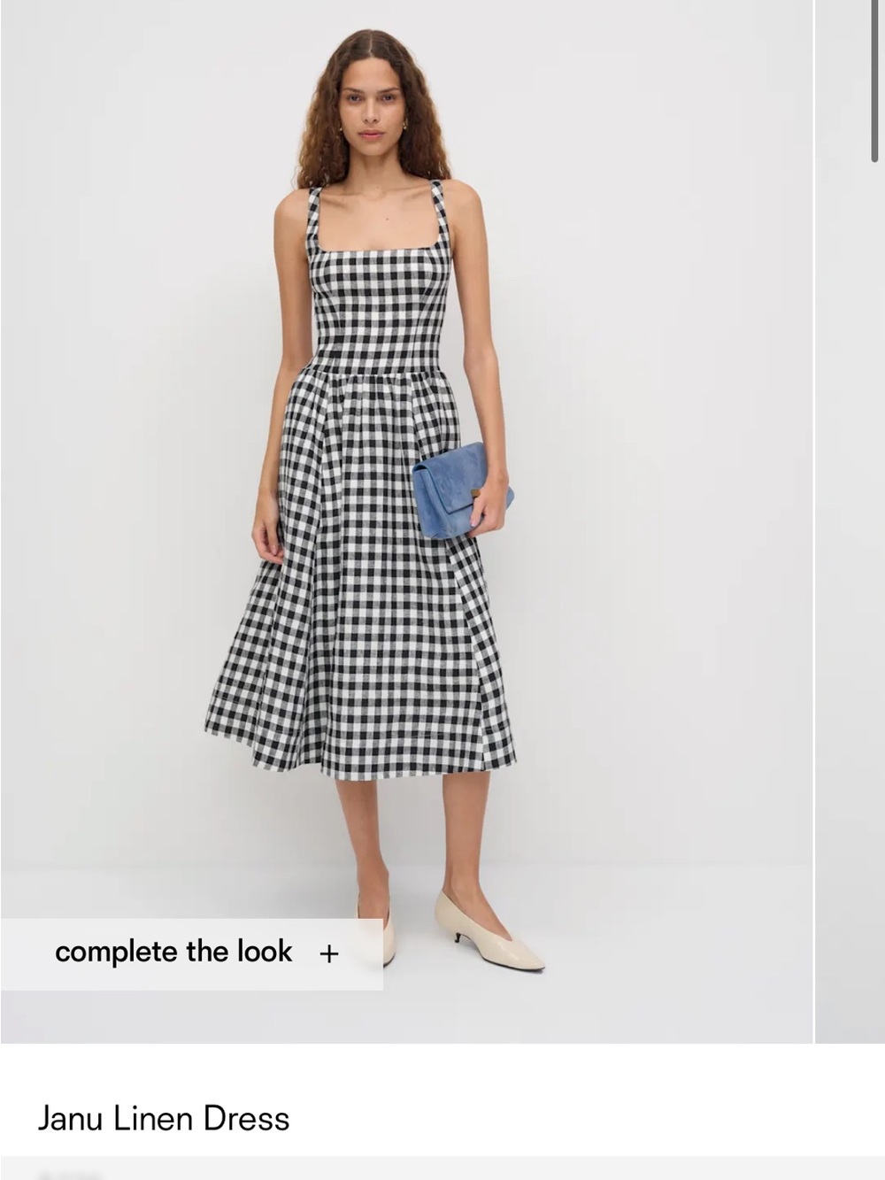 Reformation Black & White Gingham Midi Dress